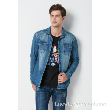 Camicia di jeans in cotone da uomo
